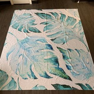 Blue palm leaf tapestry